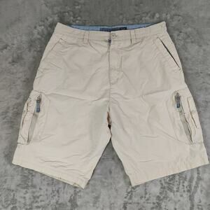 VTG Y2K Quiksilver beige surfwear streetwear baggy cargo shorts mens size 36